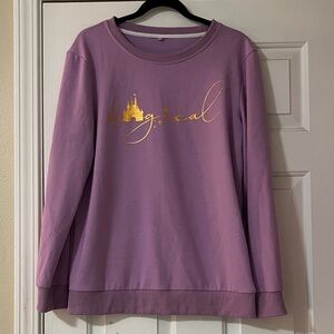 Magical Lavender Crew Neck Sweater with Gold Accents